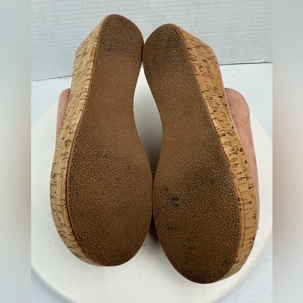 Madden Girl Lolitta Women's Pink Suede‎ Slip On Cork Wedge Sandals Size 8.5